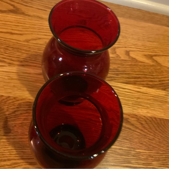 Anchor Hocking Vase Ruby Red Set of 2 Vintage Glass - Picture 3 of 4